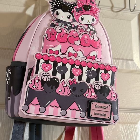Loungefly Sanrio My Melody Kuromi Sweet Treats Cake Mini Backpack Pink Black main image 8